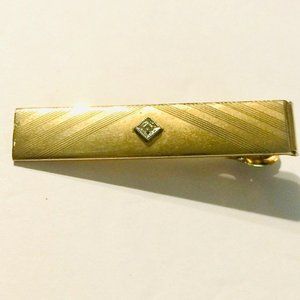 Anson Gold Tone Mid Century Tie Bar Geometric Line
